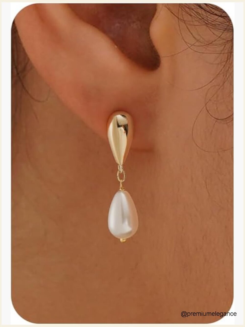 14K Gold Plated Dainty Pearl Drop Earrings - CZ Dangle Stud for Wedding Brides
